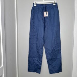 Happily Grey Navy Cotton Cargo Pants | Size Medium NWT Utility Style with Pocket